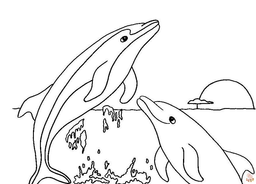 Dolphins coloring page to print for kids 5