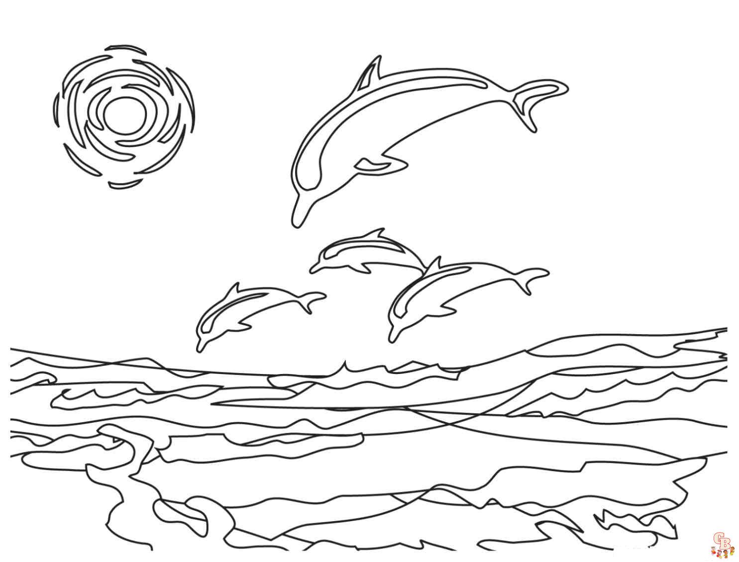 Dolphins coloring page to print for kids 7