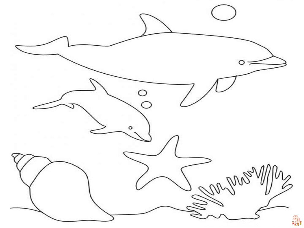 Dolphins coloring page to print for kids 11