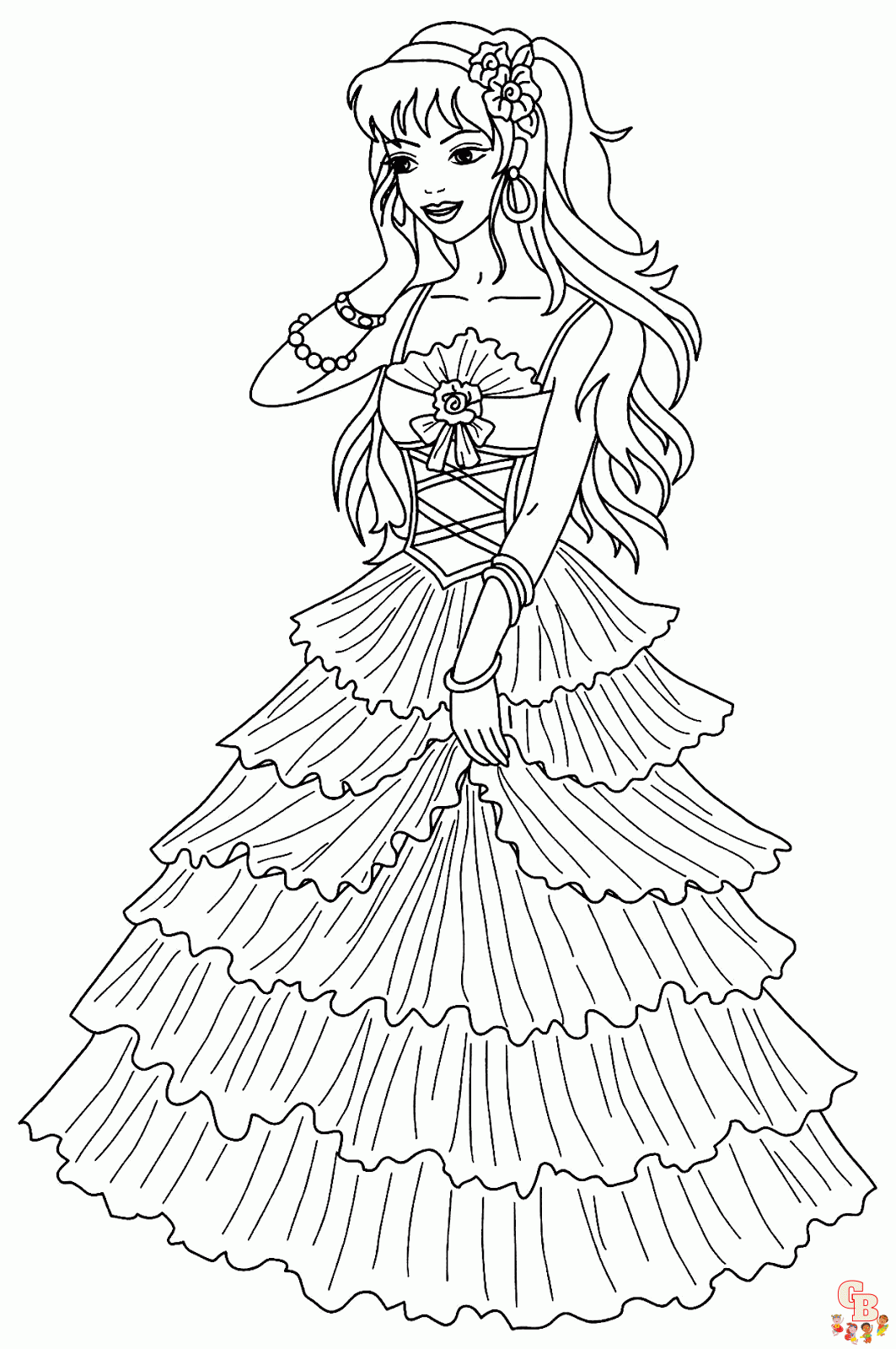 Beautiful princess coloring pages for kids 30