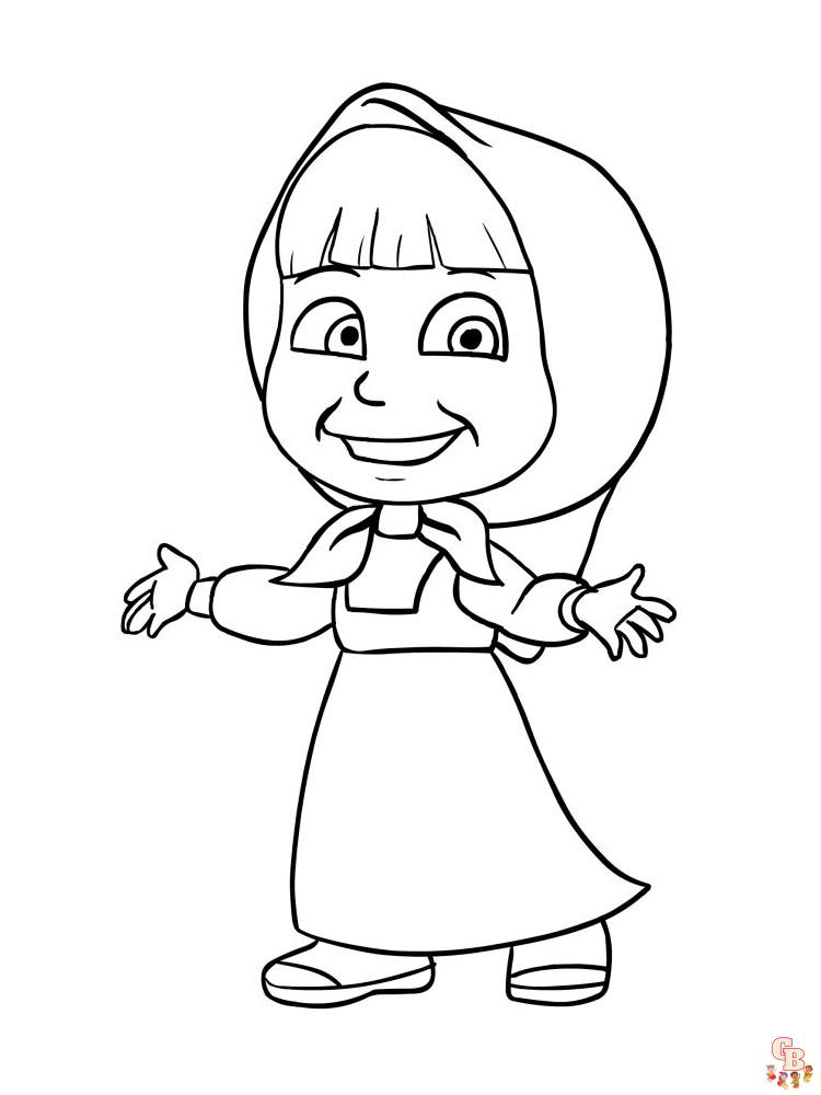 Cute Masha and The Bear coloring pages for kids 40