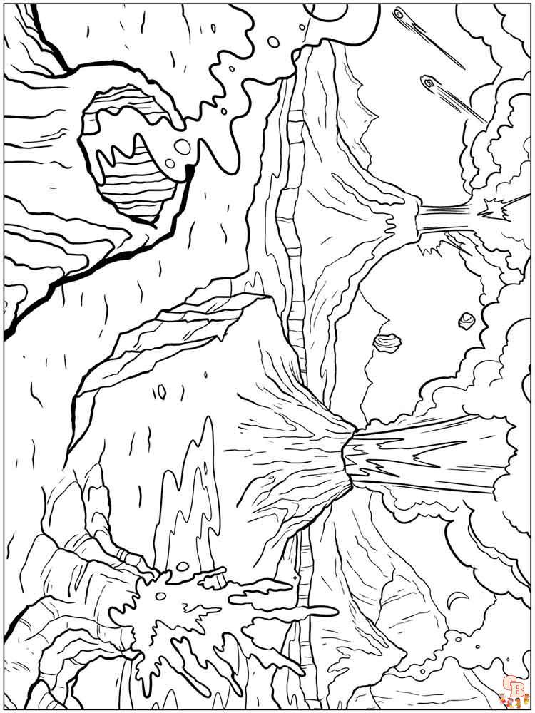 Volcano coloring pages 1