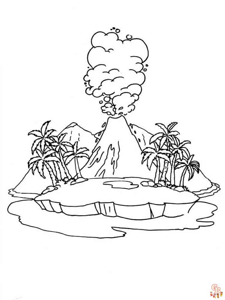 Volcano coloring pages 2