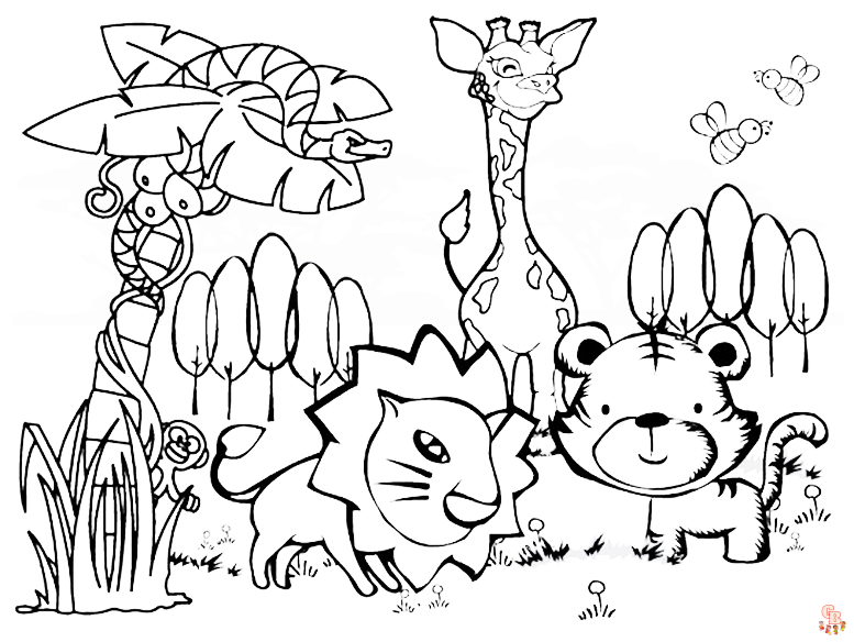 jungle coloring pages printable