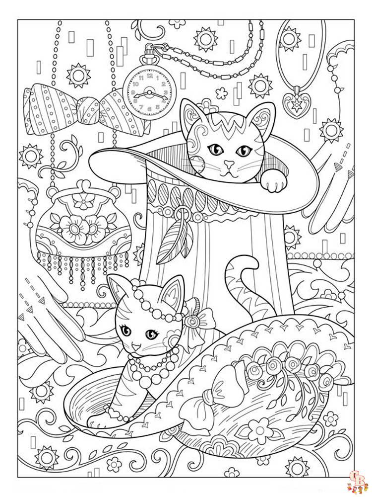 Zentangle Kitten Coloring Pages 1