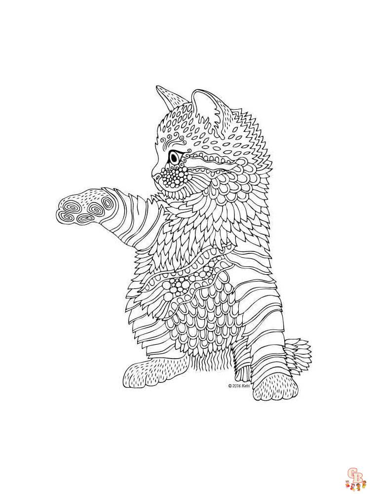 Zentangle Kitten Coloring Pages 10