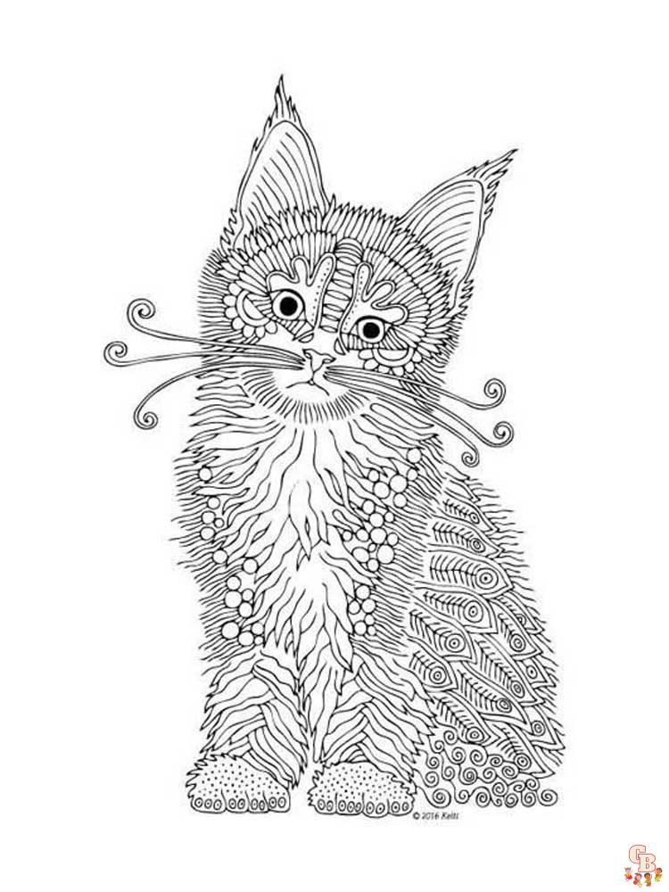 Zentangle Kitten Coloring Pages 12