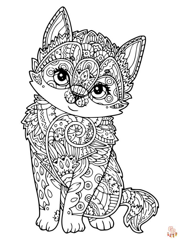 Zentangle Kitten Coloring Pages 13