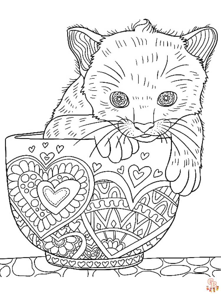 Zentangle Kitten Coloring Pages 2