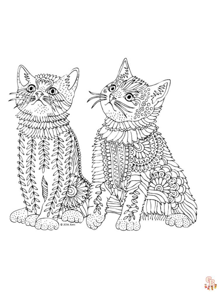 Zentangle Kitten Coloring Pages 3