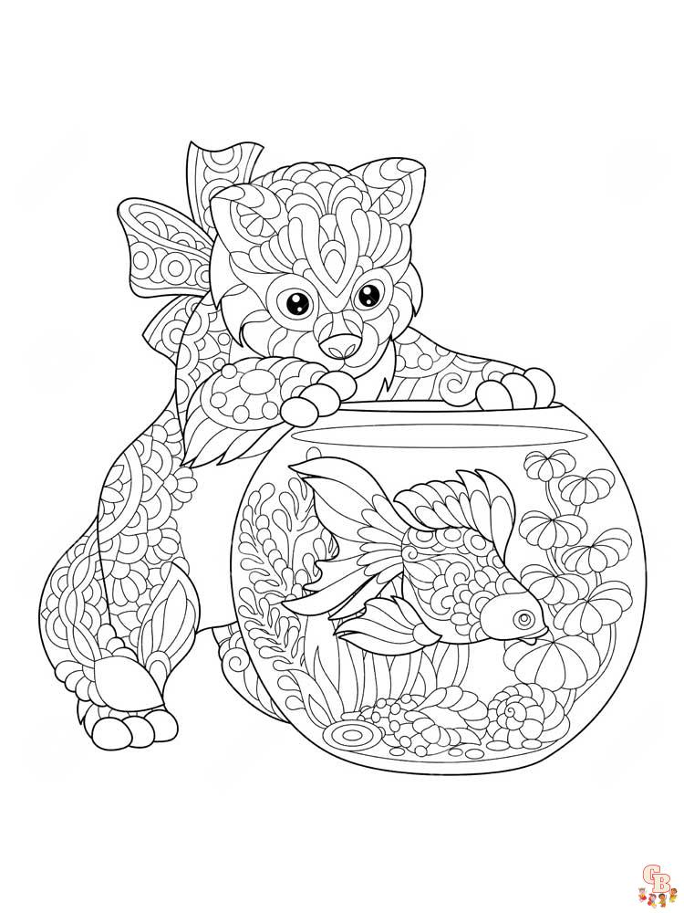 Zentangle Kitten Coloring Pages 5