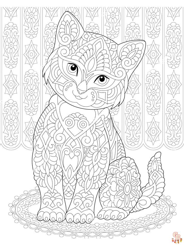 Zentangle Kitten Coloring Pages 7