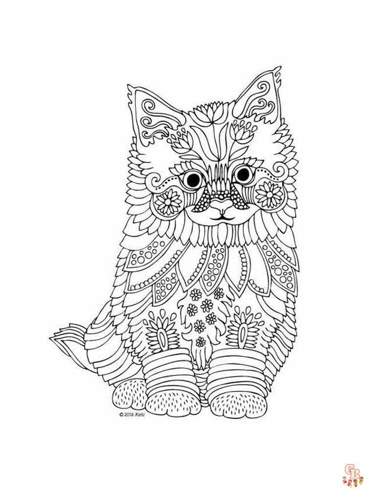 Zentangle Kitten Coloring Pages 9