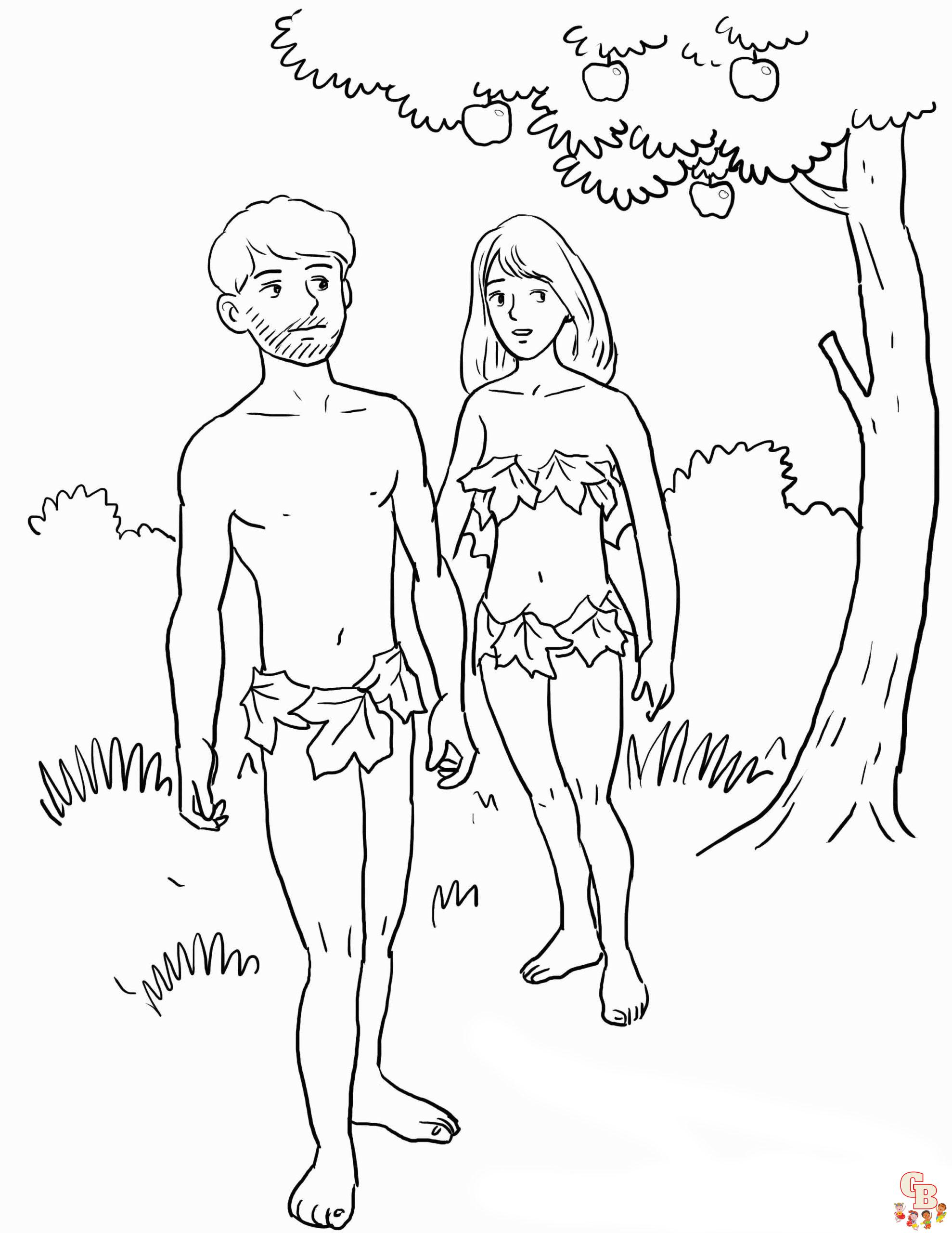 Adam and Eve Coloring Pages 1