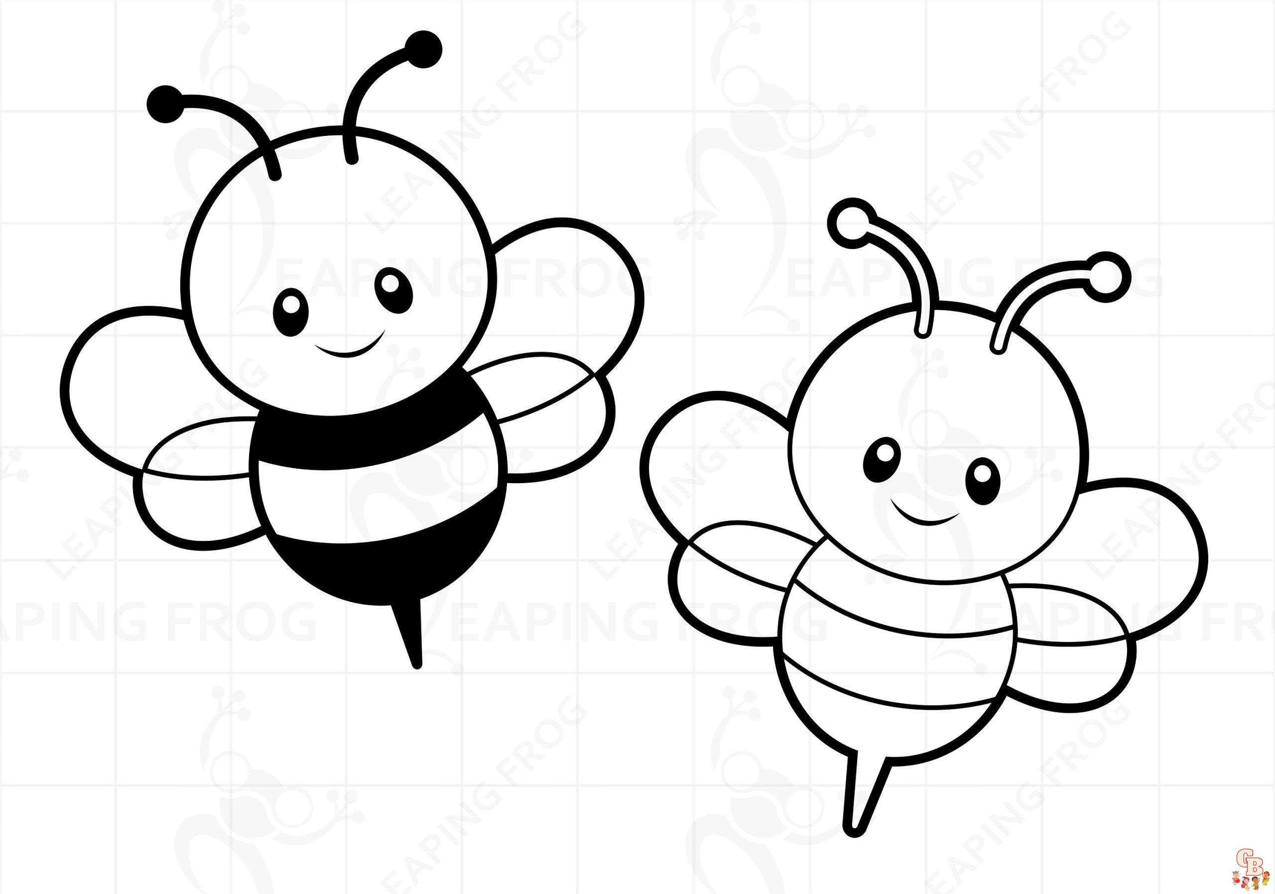 Cute Bee Coloring Pages 12