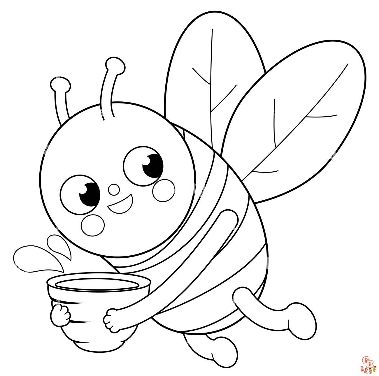 Cute Bee Coloring Pages 14