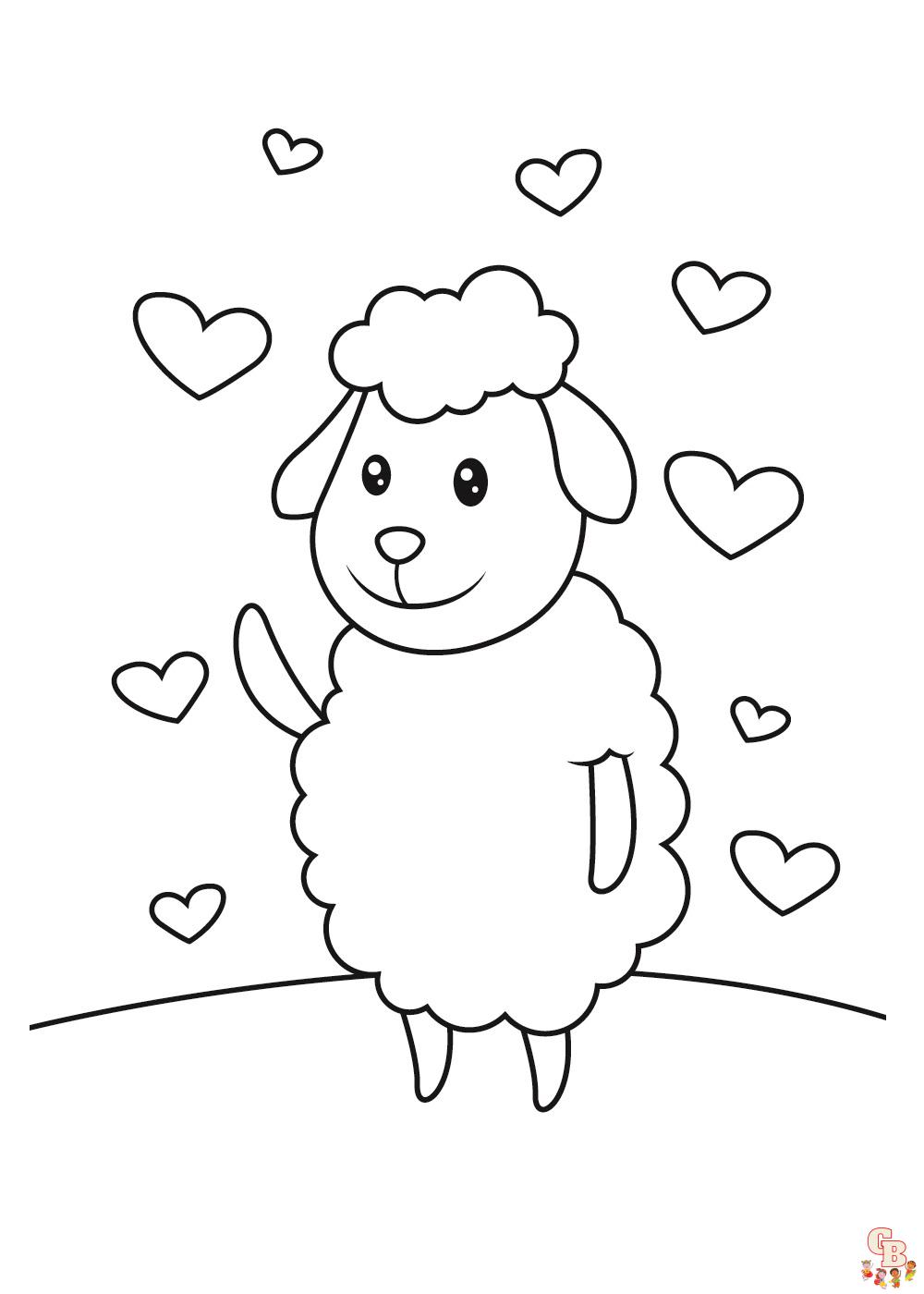 Cute Lamb Coloring Pages 4