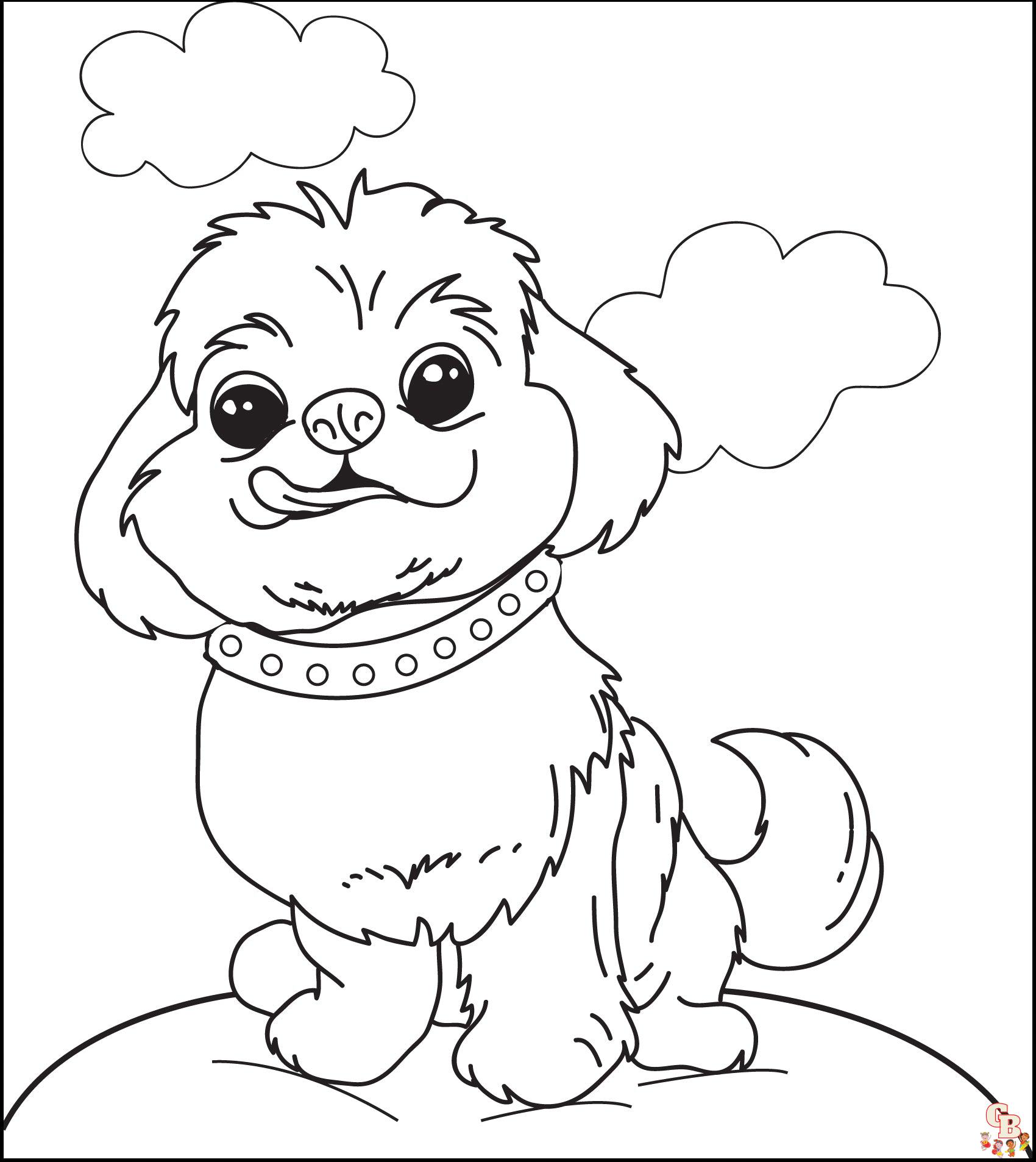 Fluffy Dog Coloring Pages 1