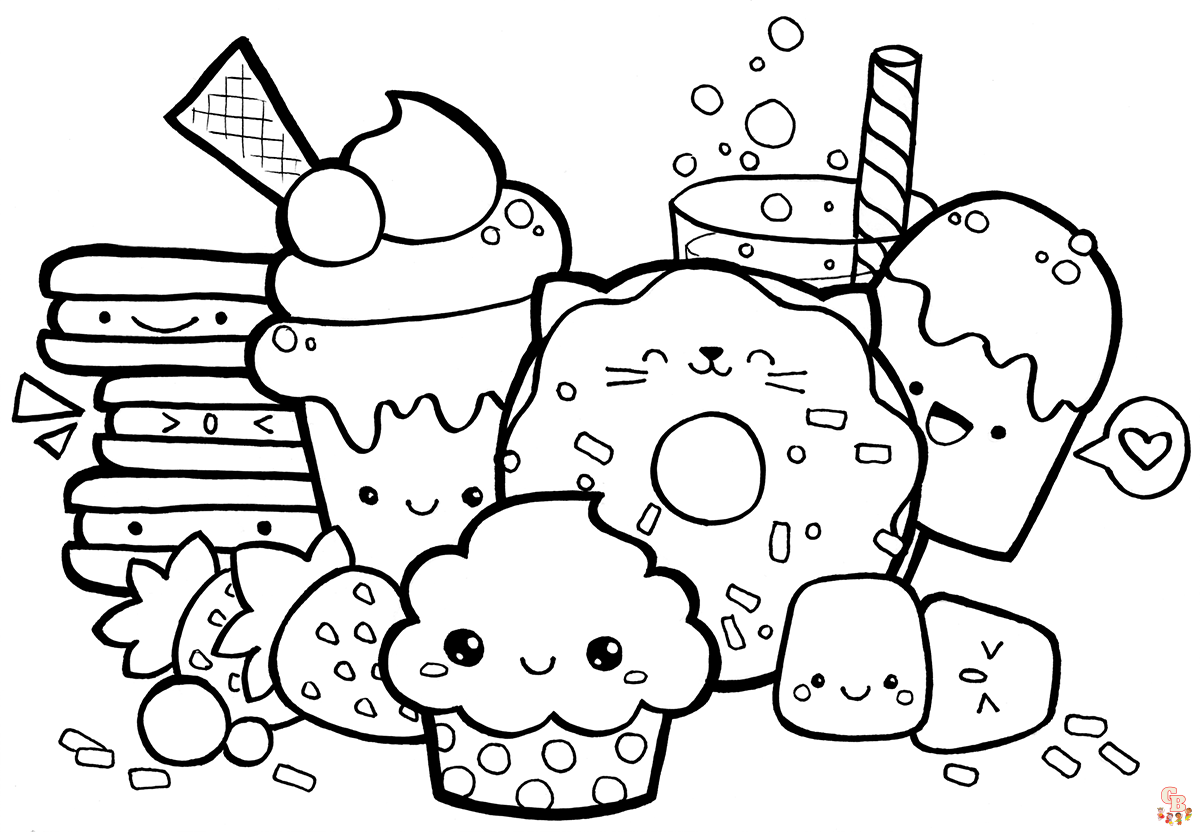 Kawaii Food Coloring Pages 1