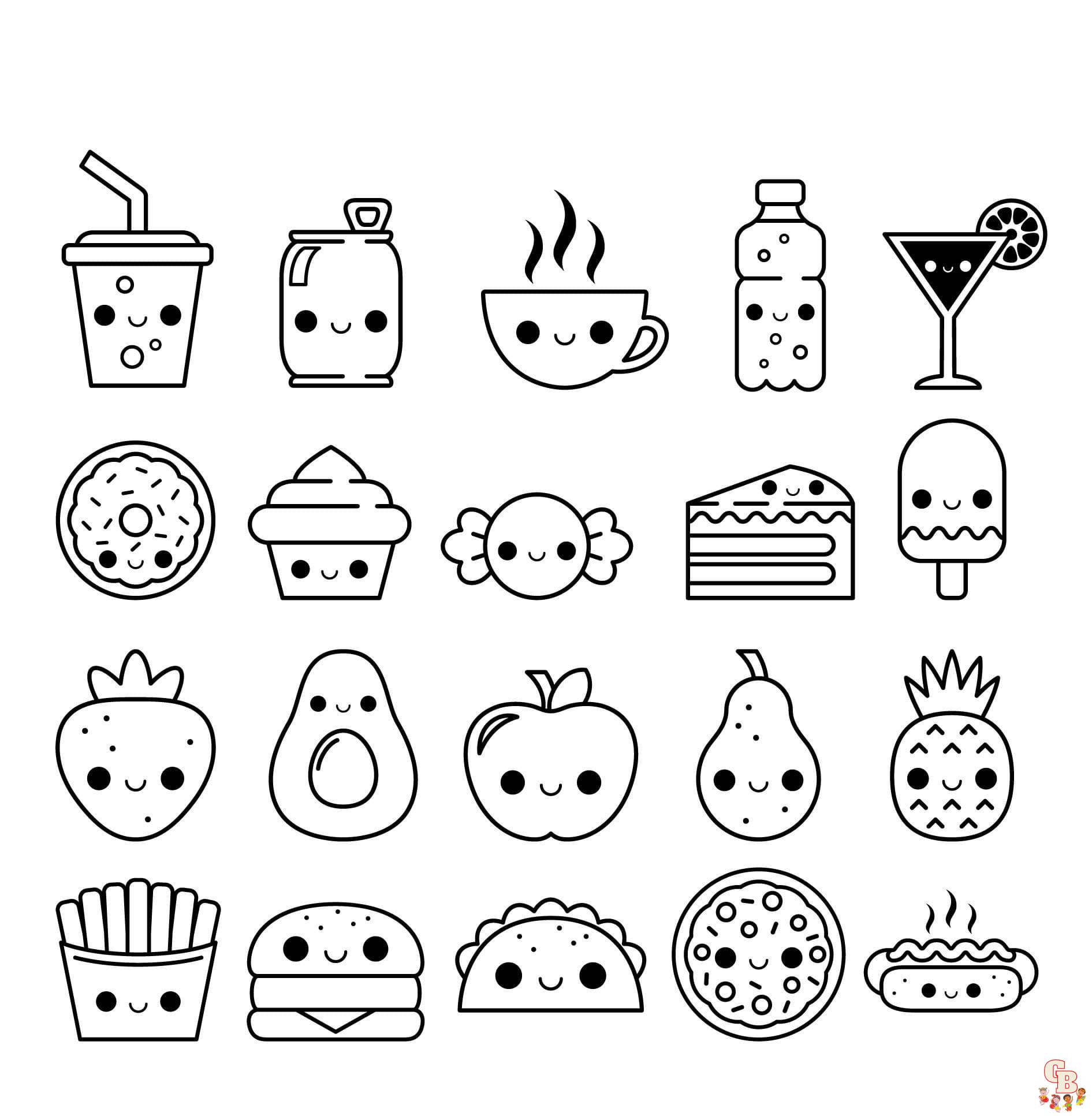 Kawaii Food Coloring Pages 2