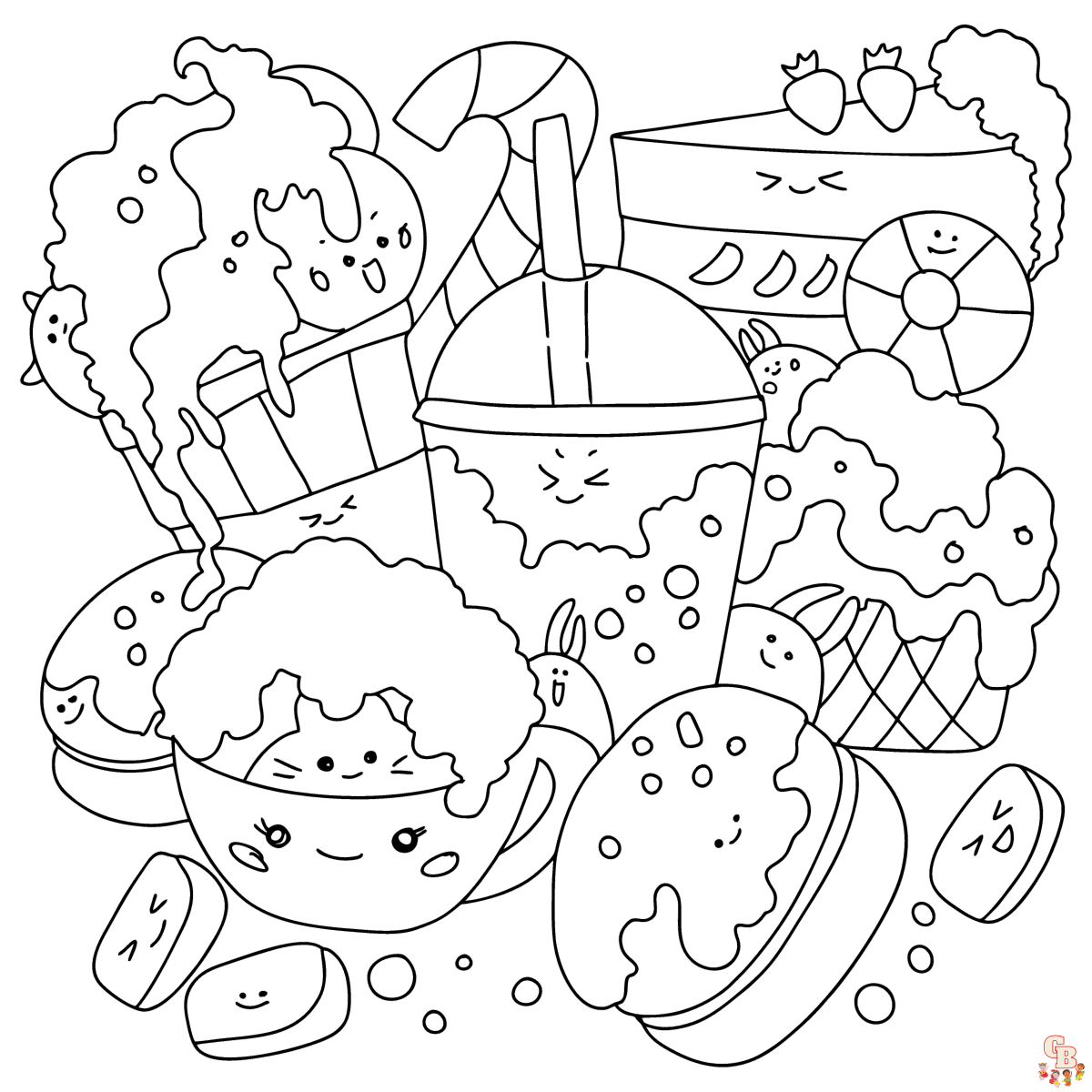 Kawaii Food Coloring Pages 2