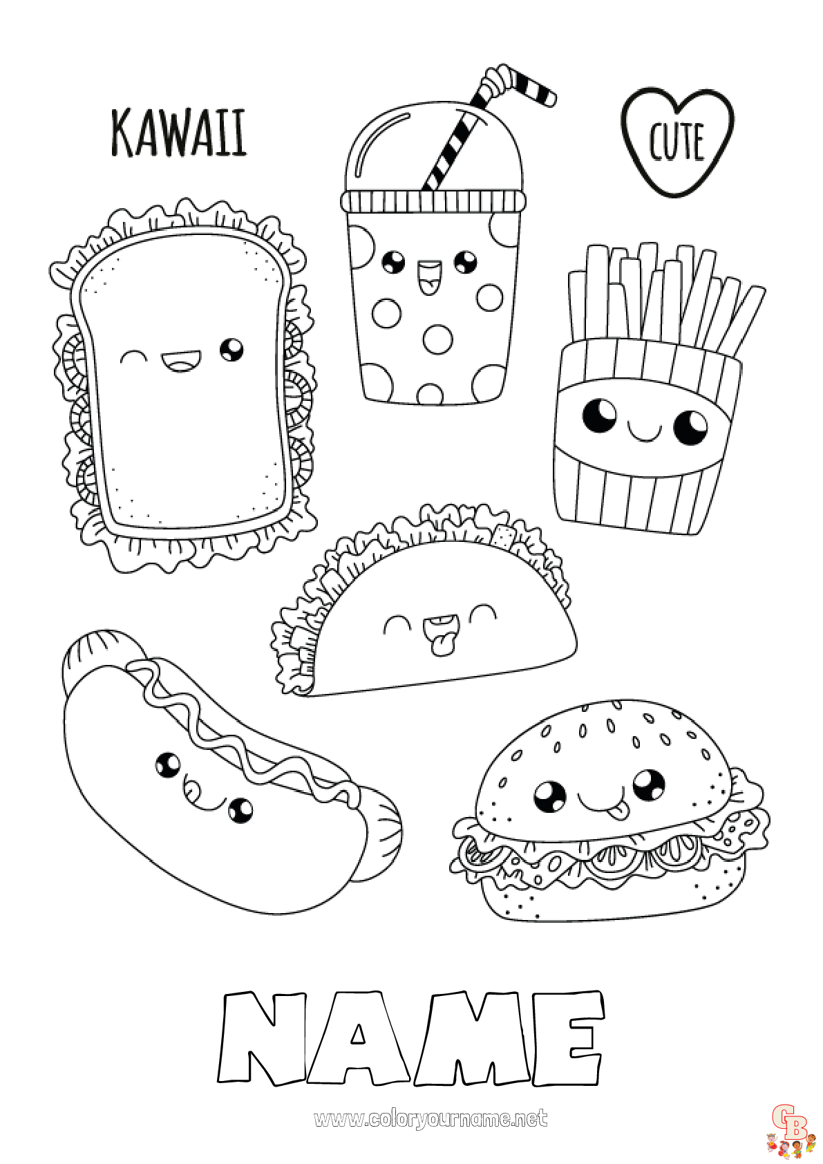 Kawaii Food Coloring Pages 3