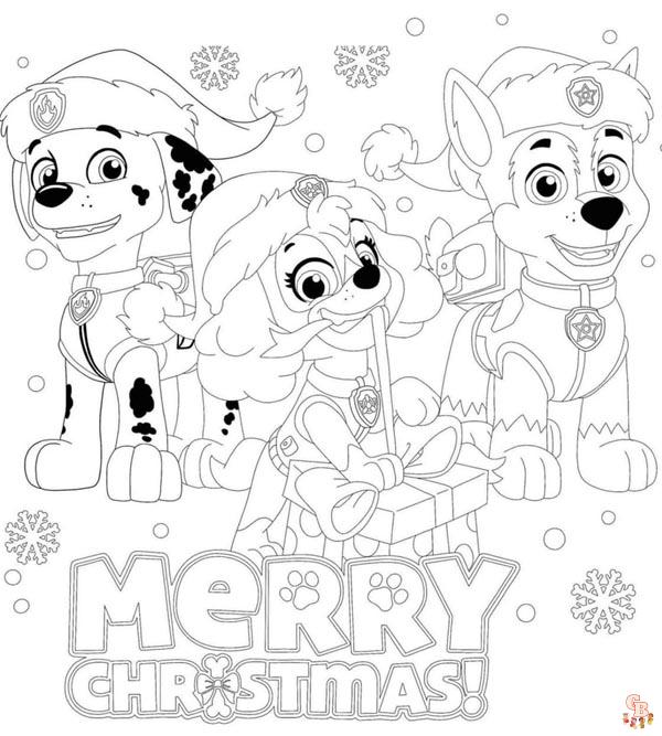 paw patrol christmas coloring pages