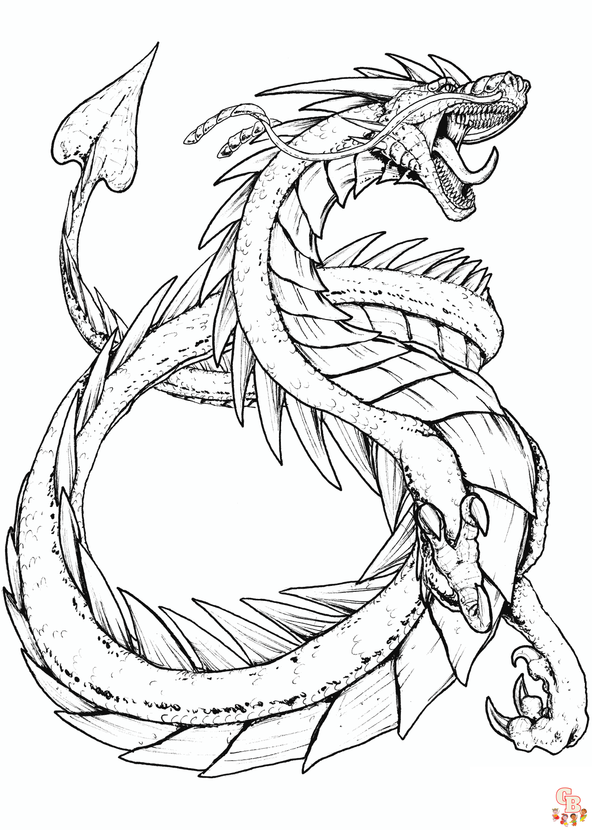 Realistic Dragon coloring pages 12