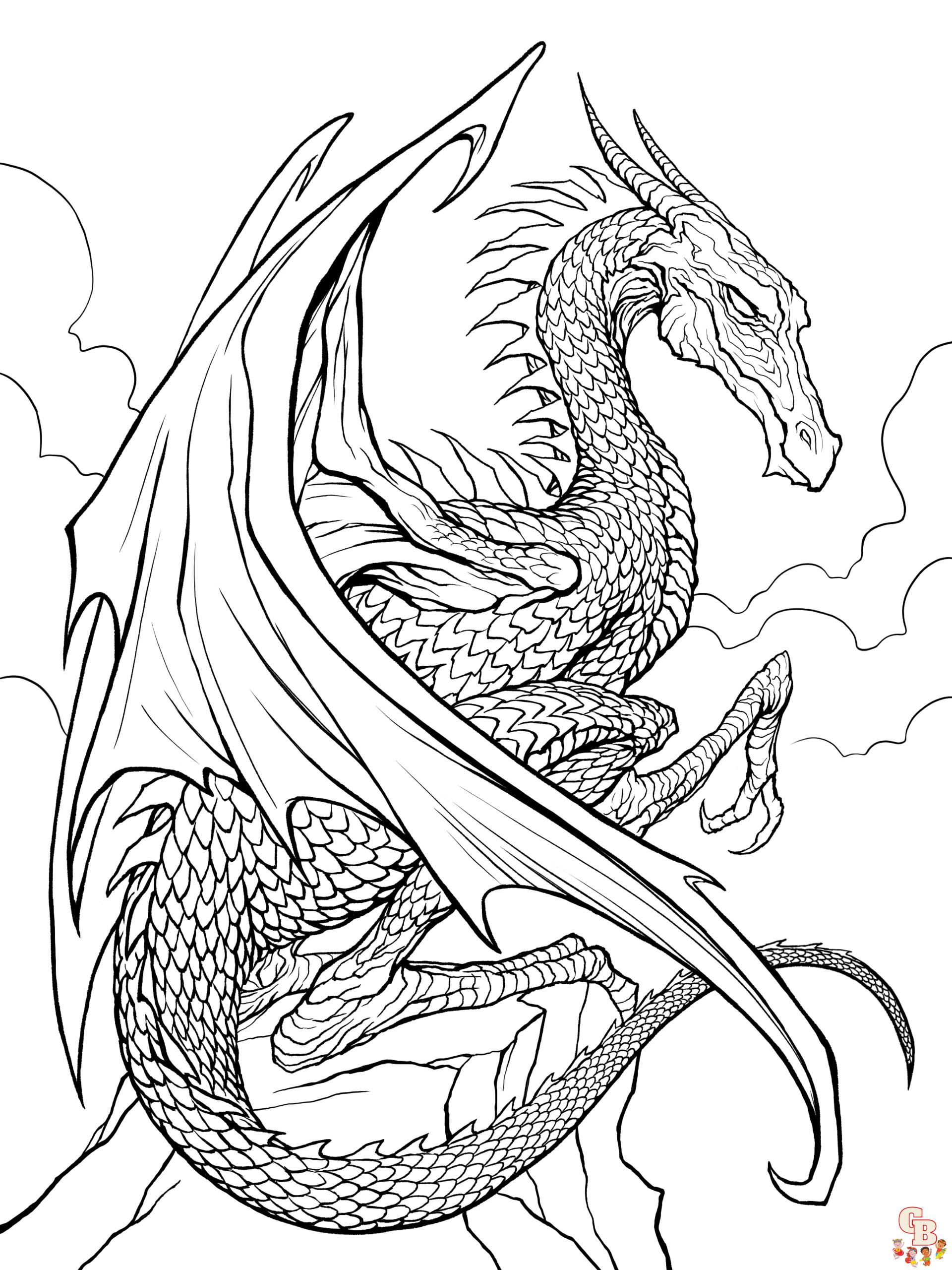 Realistic Dragon coloring pages 13