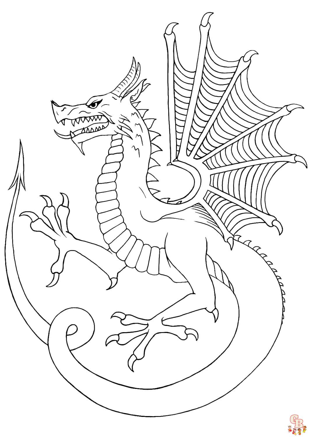 Realistic Dragon coloring pages 16