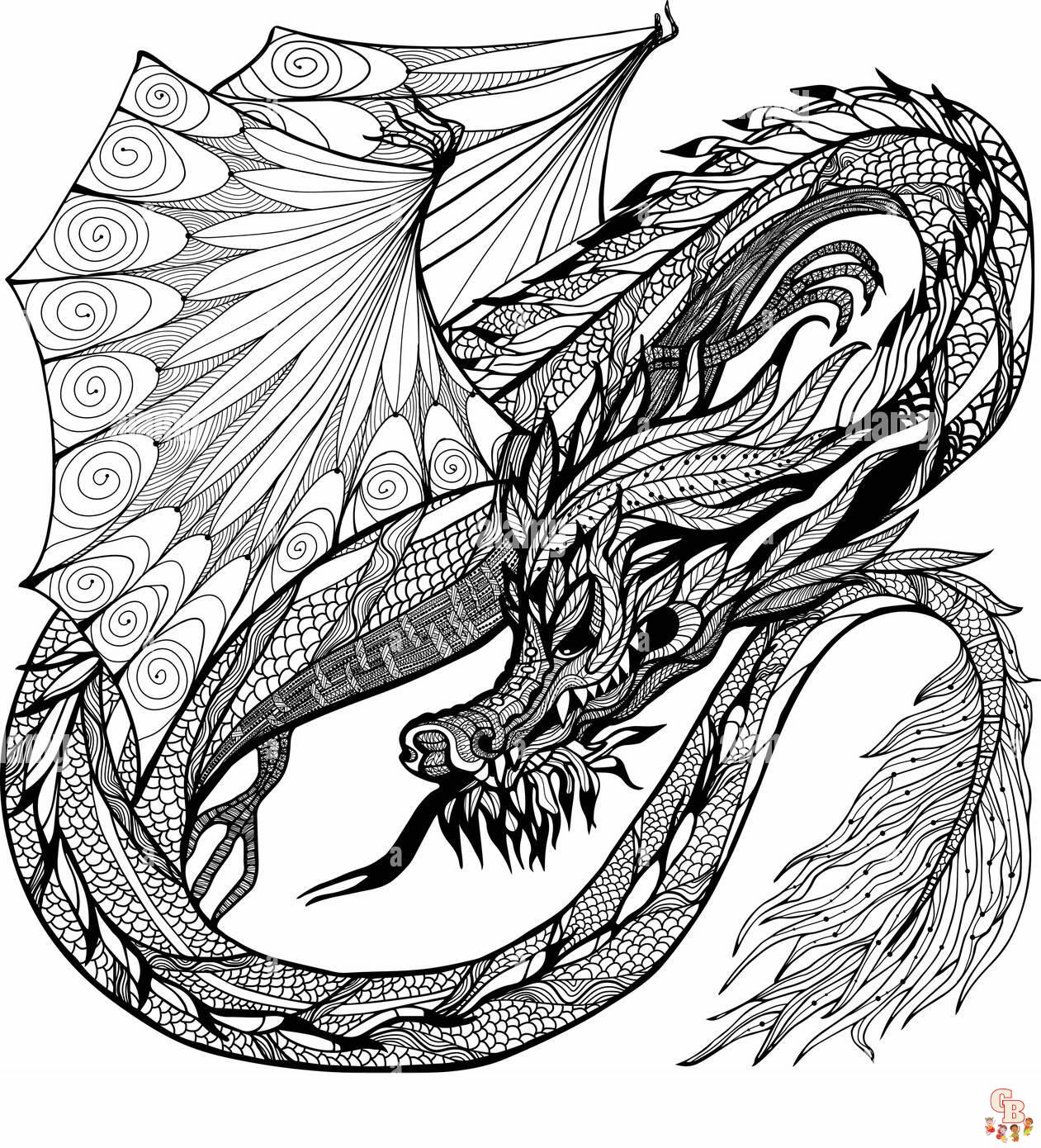 Realistic Dragon coloring pages 19