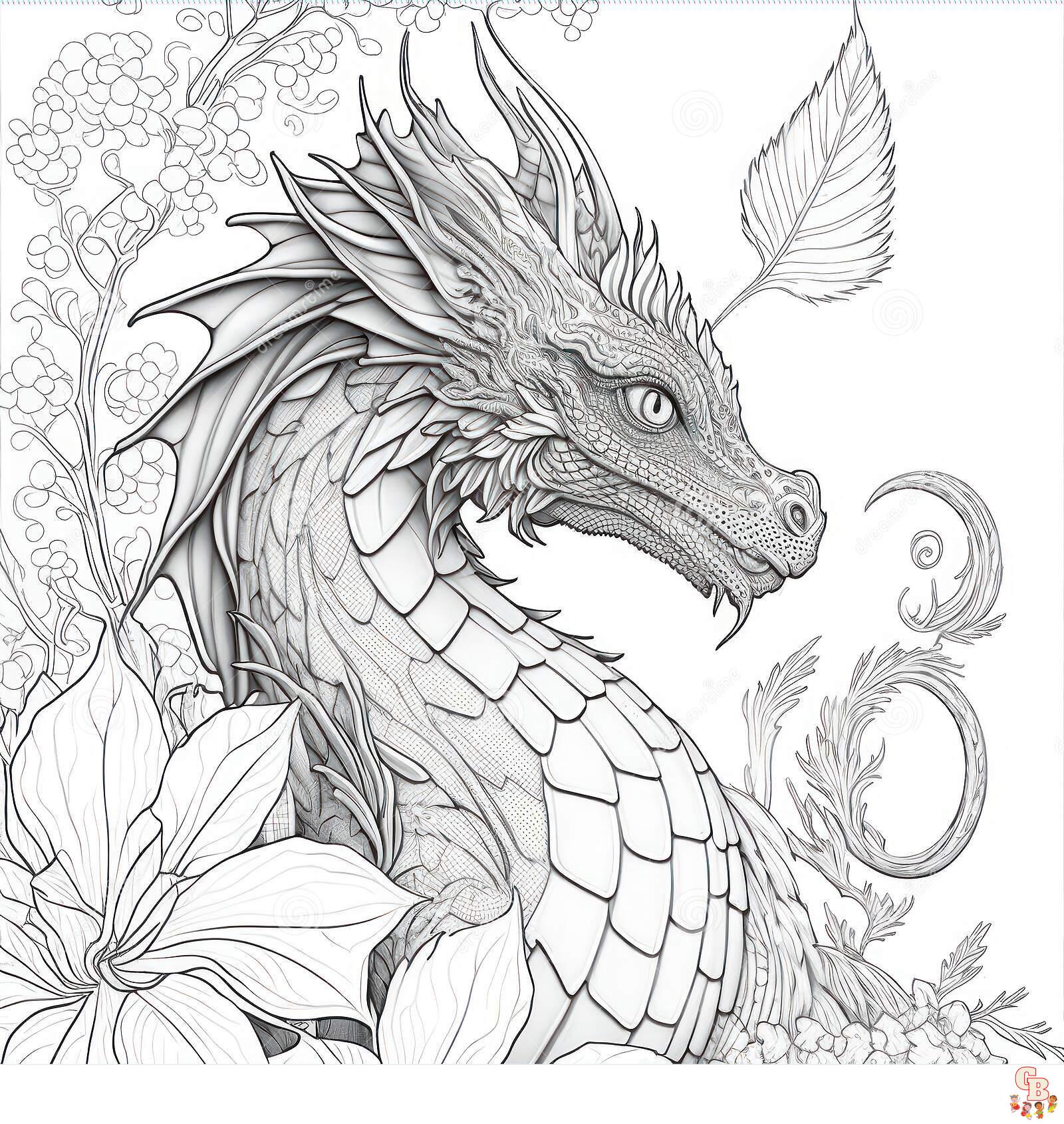 Realistic Dragon coloring pages 8