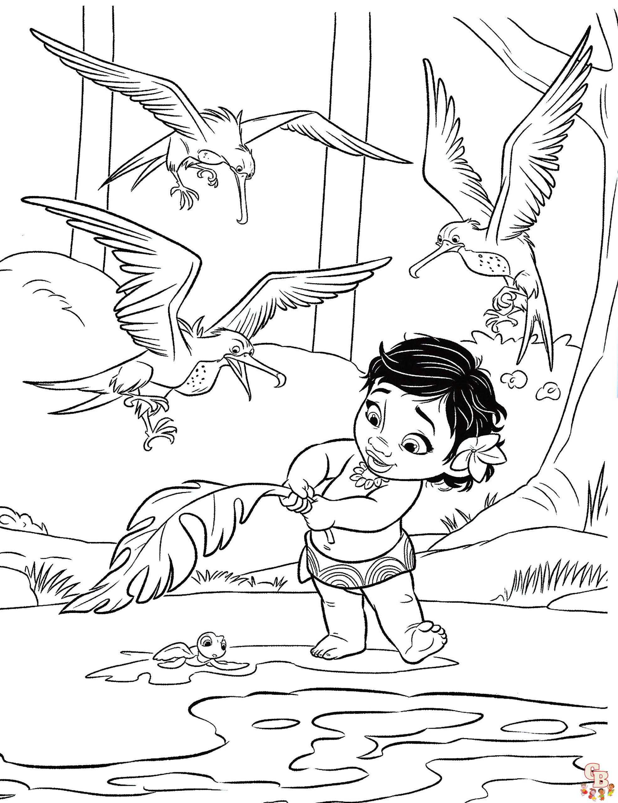 Baby Moana Coloring Pages 3