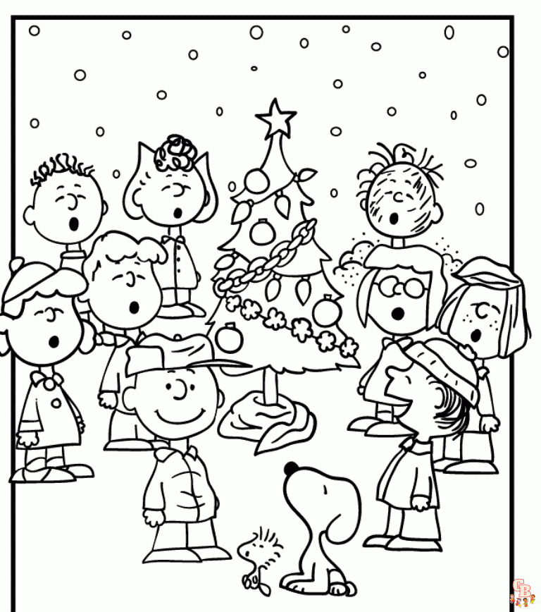 Christmas with Snoopy Coloring Pages 1