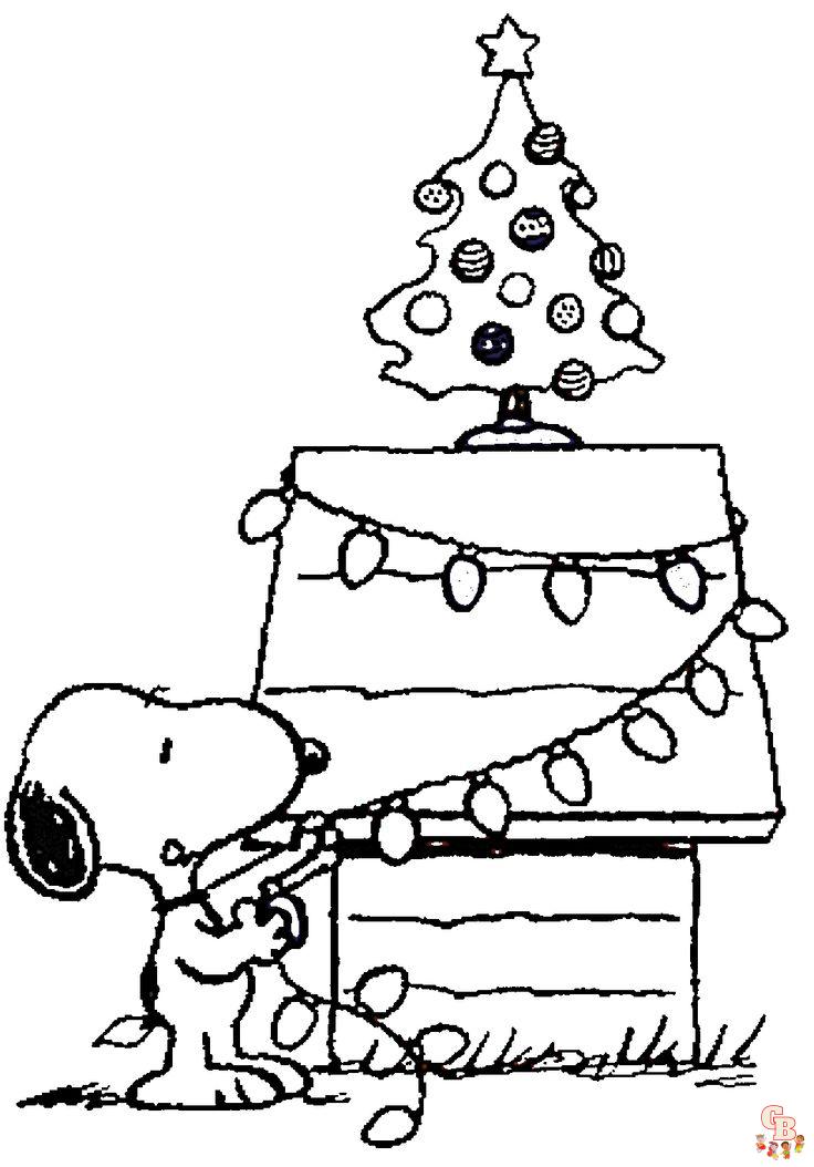 Christmas with Snoopy Coloring Pages 1