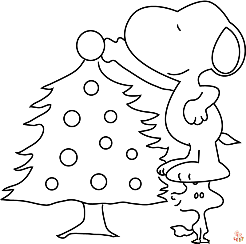 Christmas with Snoopy Coloring Pages 1