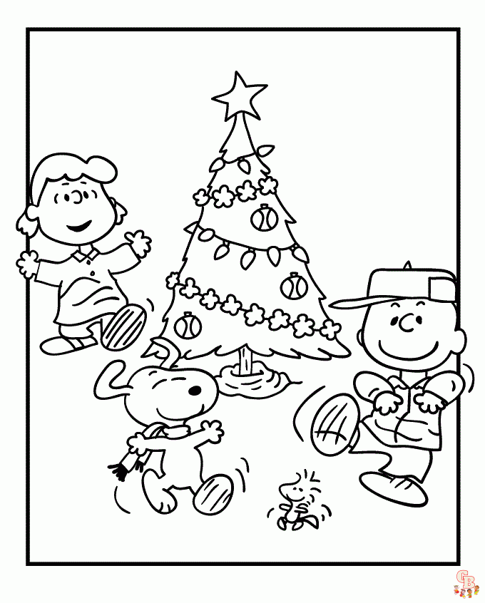 Christmas with Snoopy Coloring Pages 2