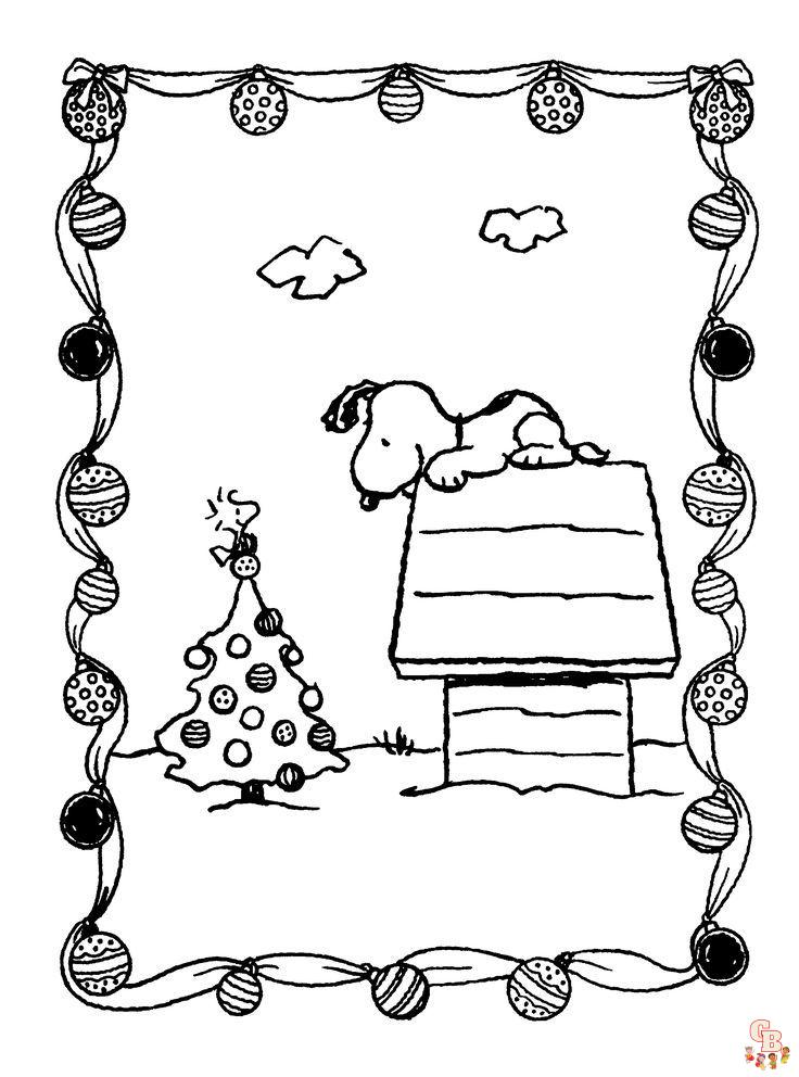 Christmas with Snoopy Coloring Pages 2