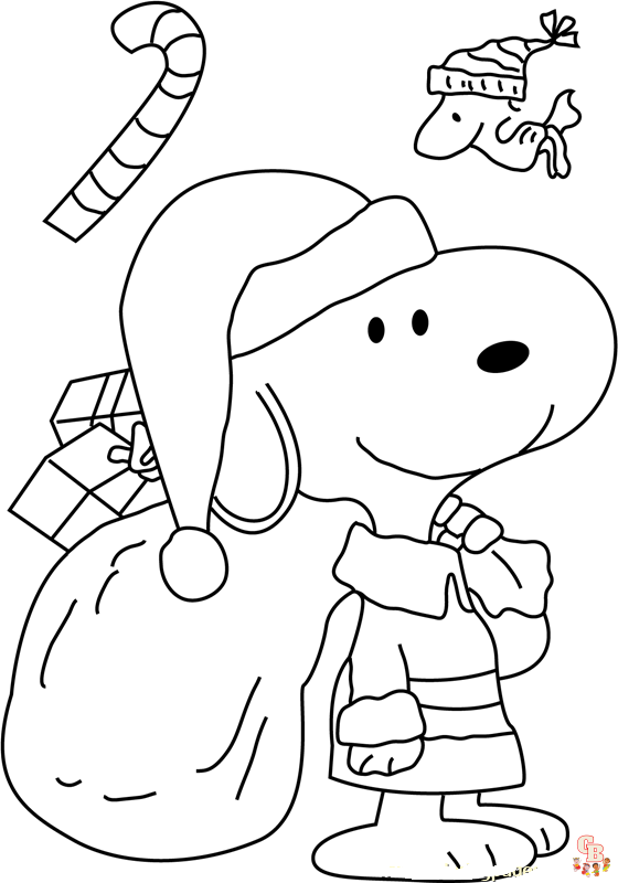 Christmas with Snoopy Coloring Pages 2