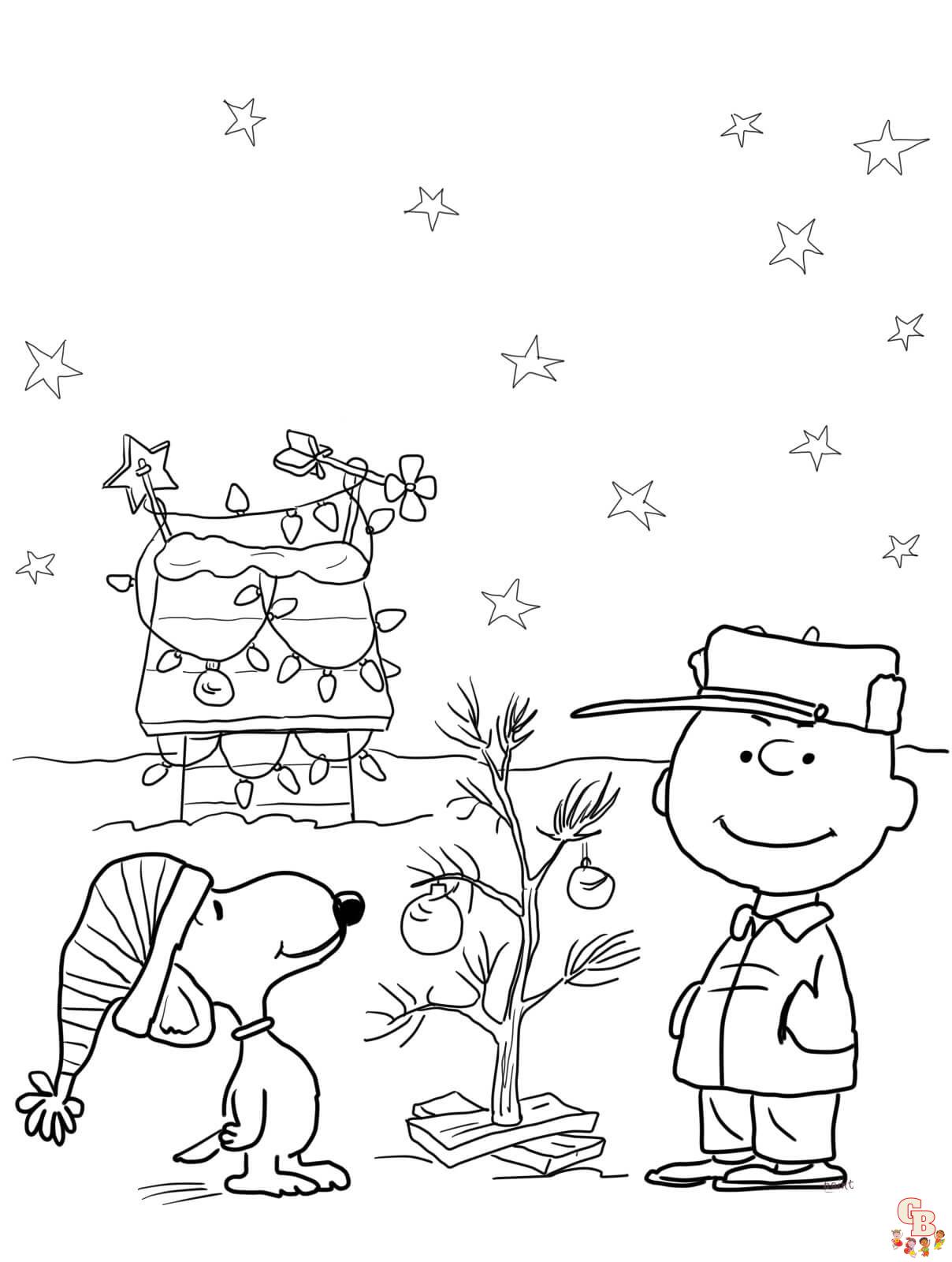 Christmas with Snoopy Coloring Pages 3