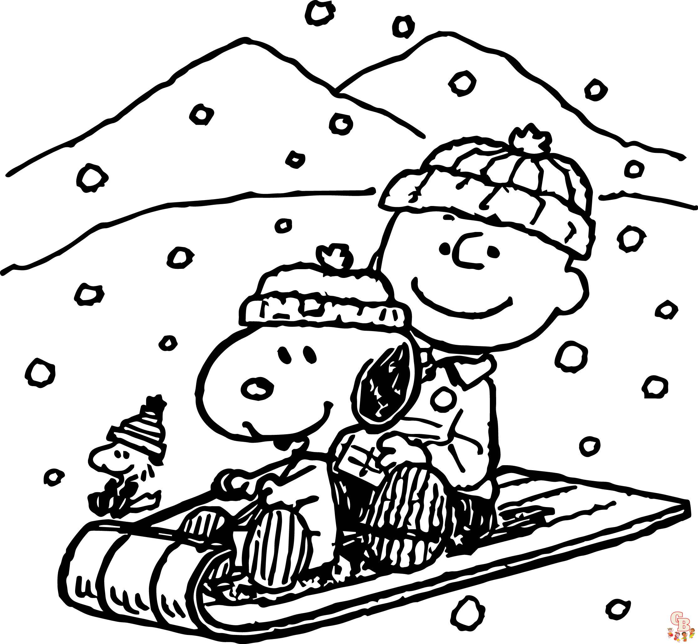 Christmas with Snoopy Coloring Pages 4