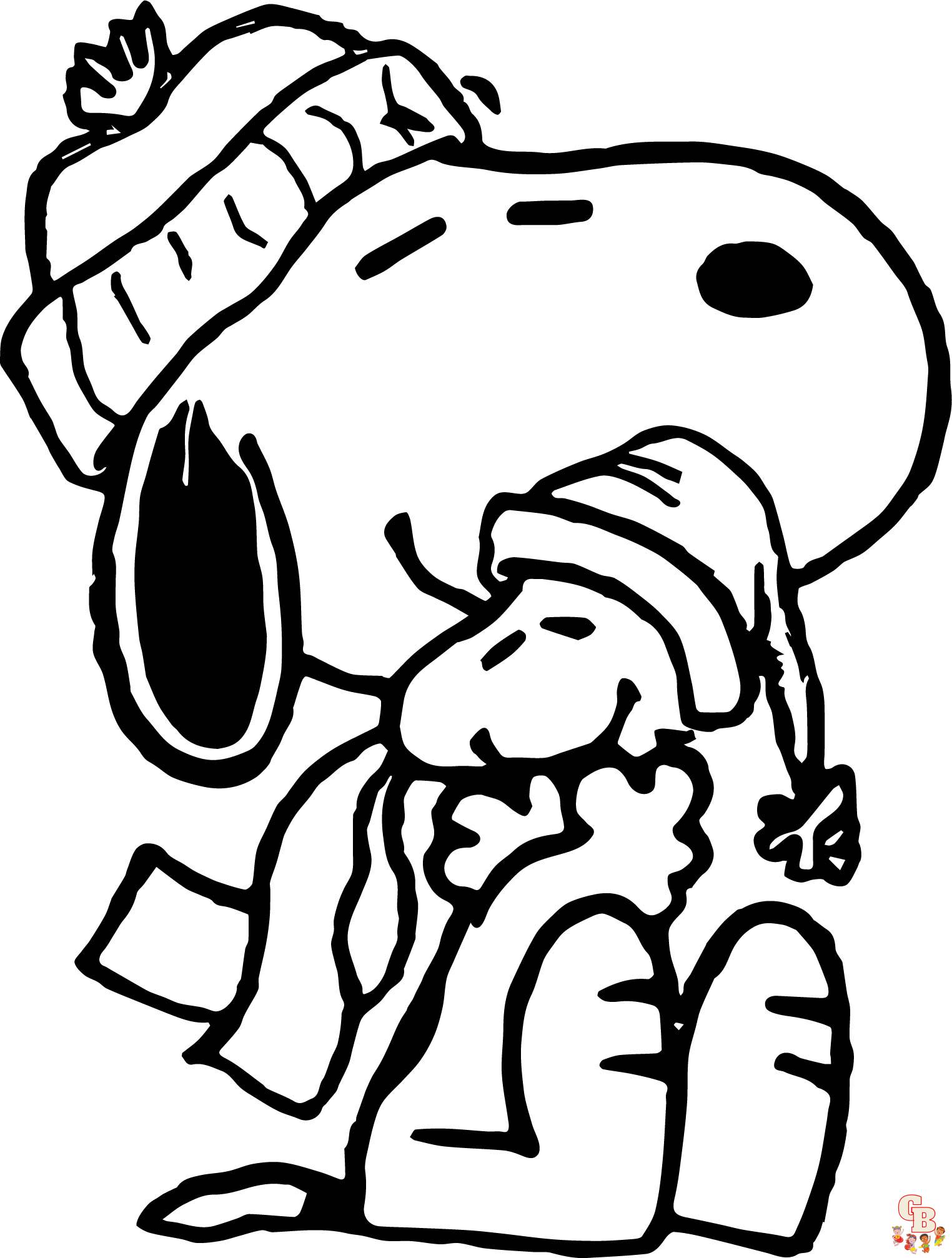 Christmas with Snoopy Coloring Pages 8