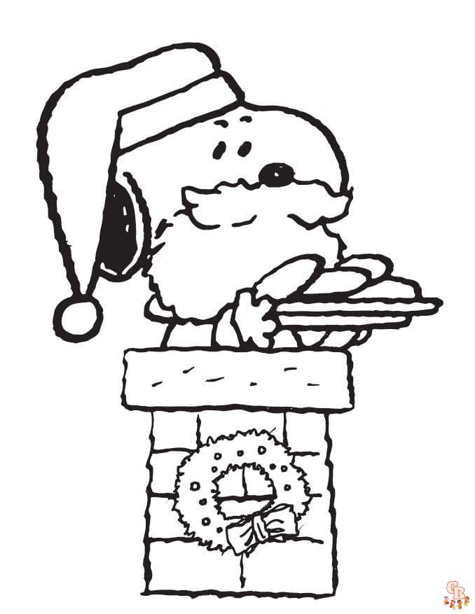 Christmas with Snoopy Coloring Pages 9