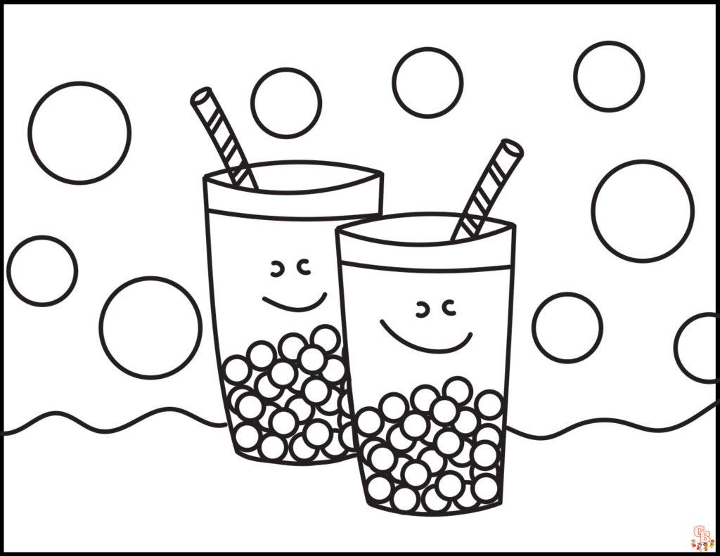 Cute Boba Tea Coloring Pages 1