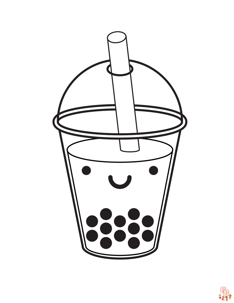 Cute Boba Tea Coloring Pages 1