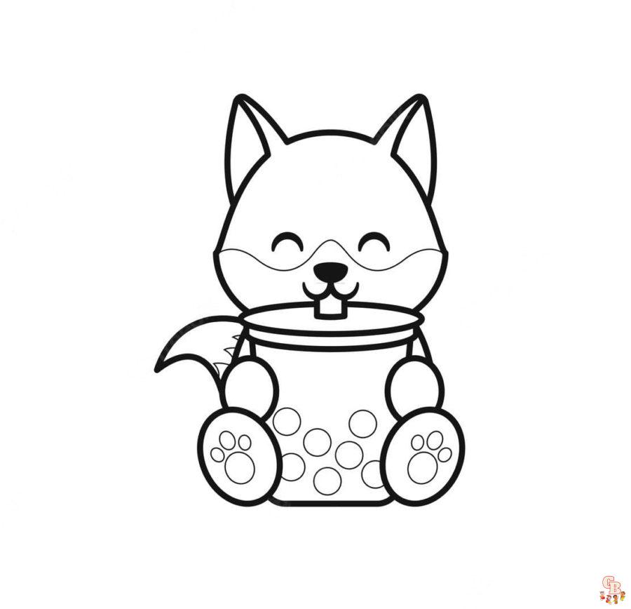 Cute Boba Tea Coloring Pages 11