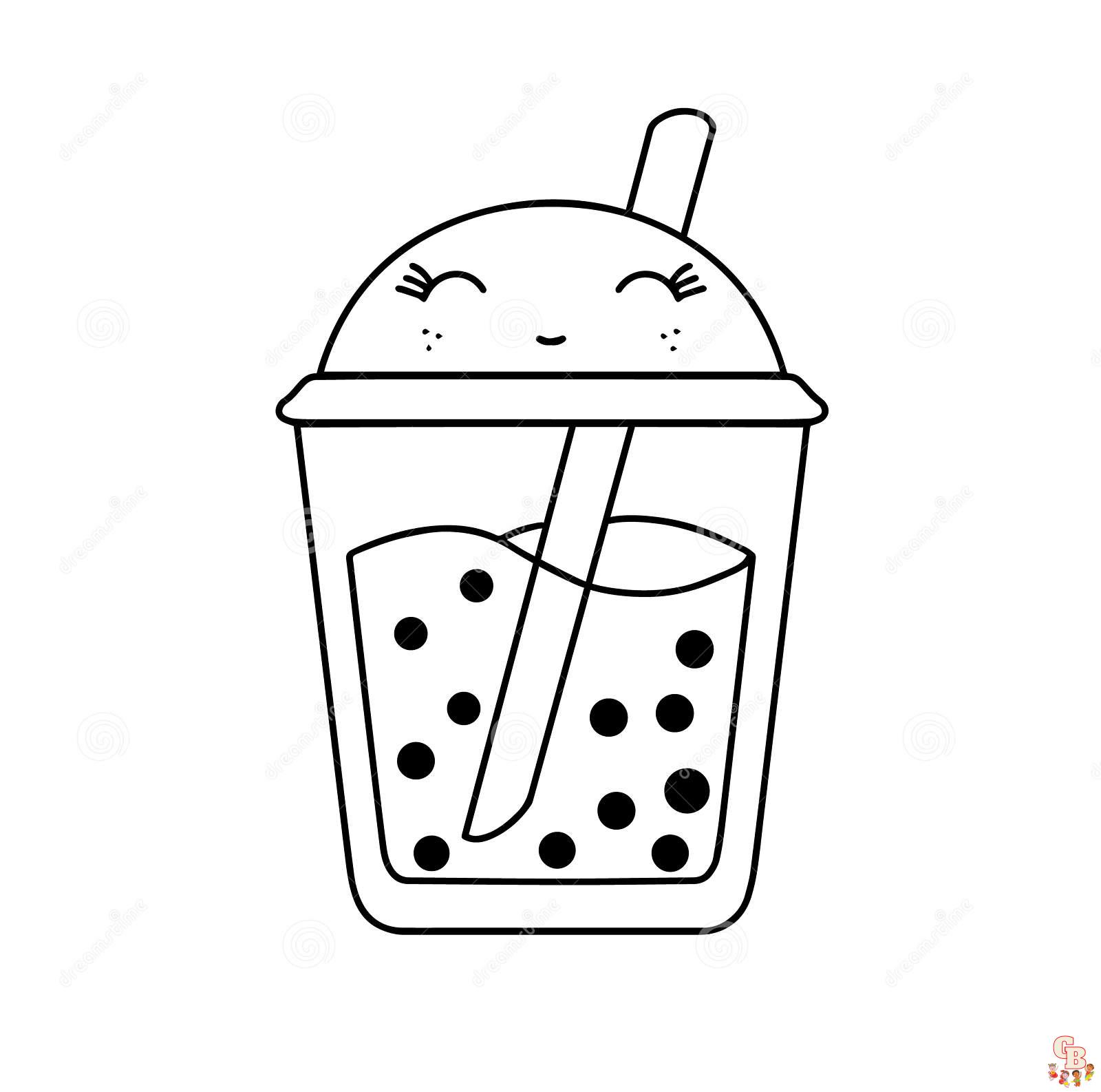 Cute Boba Tea Coloring Pages 5