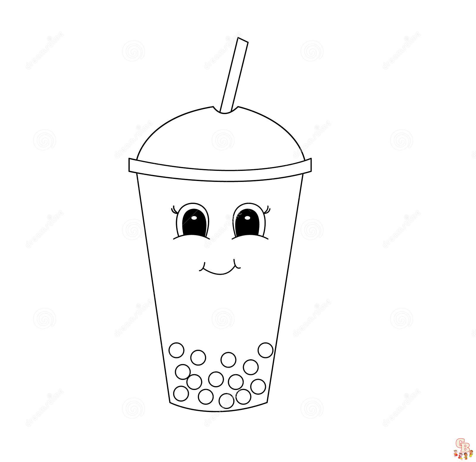 Cute Boba Tea Coloring Pages 6