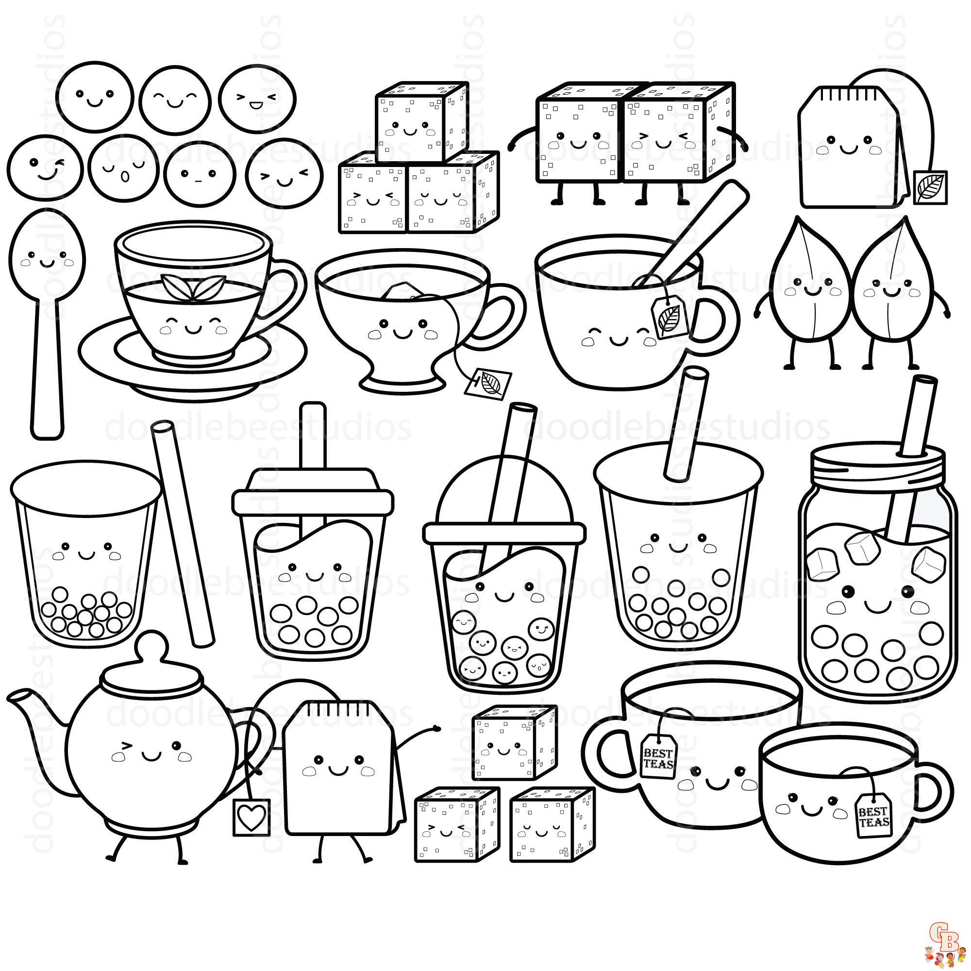 Cute Boba Tea Coloring Pages 8