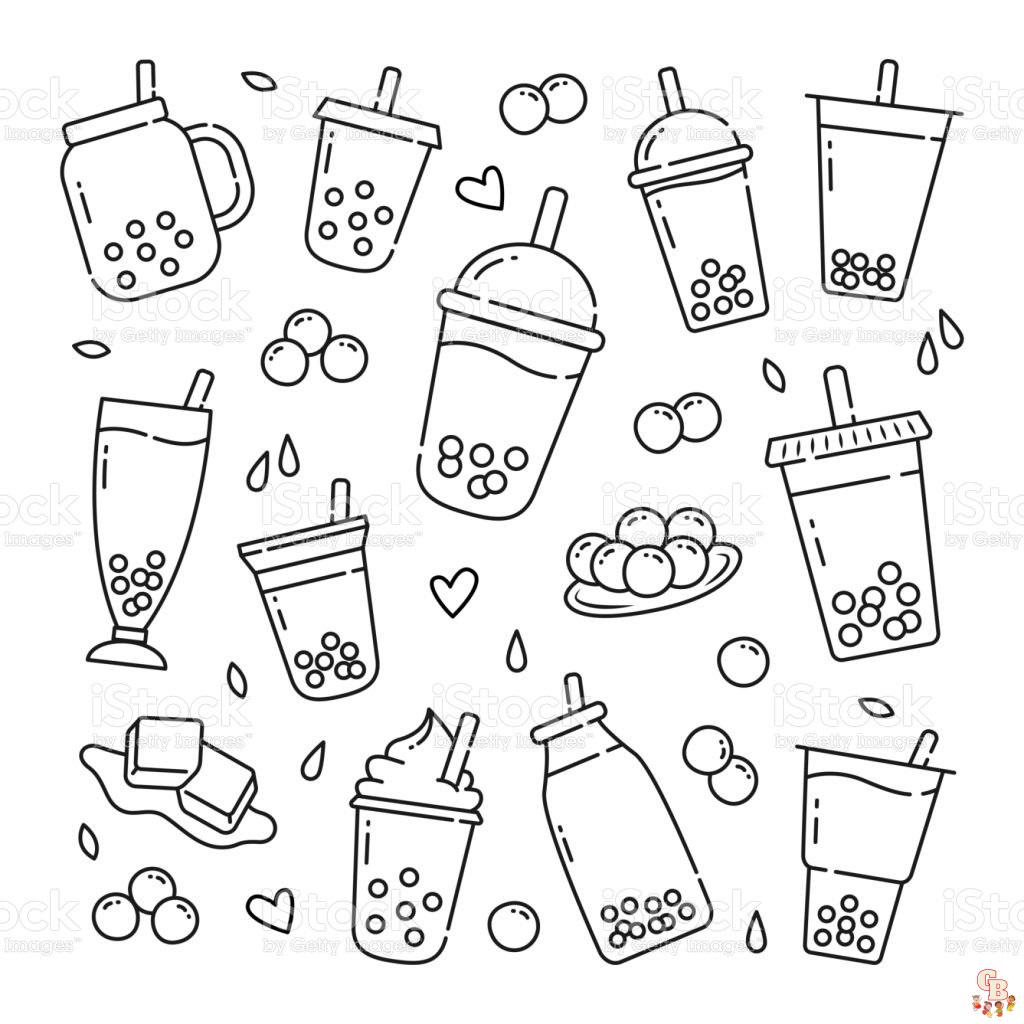 Cute Boba Tea Coloring Pages 9